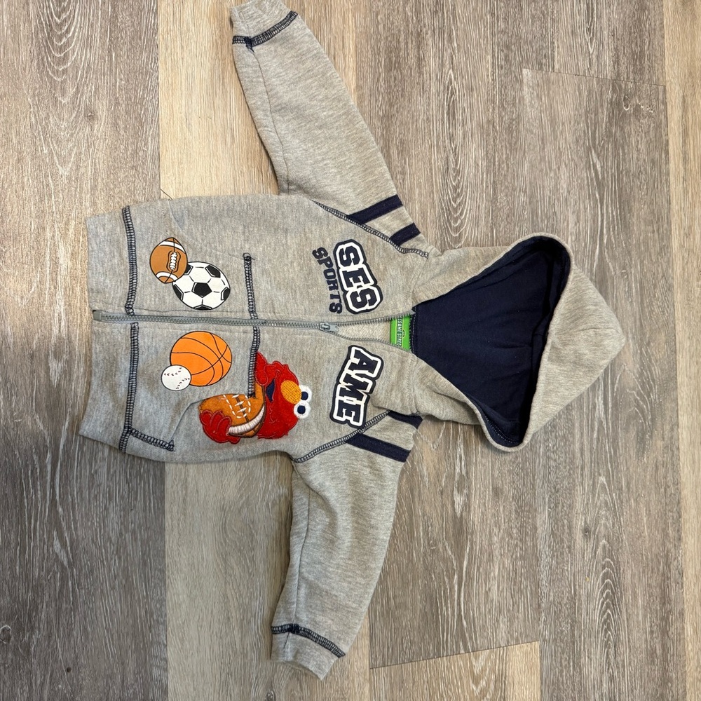 Sesame Street Gray Hoodie with Elmo Patch
